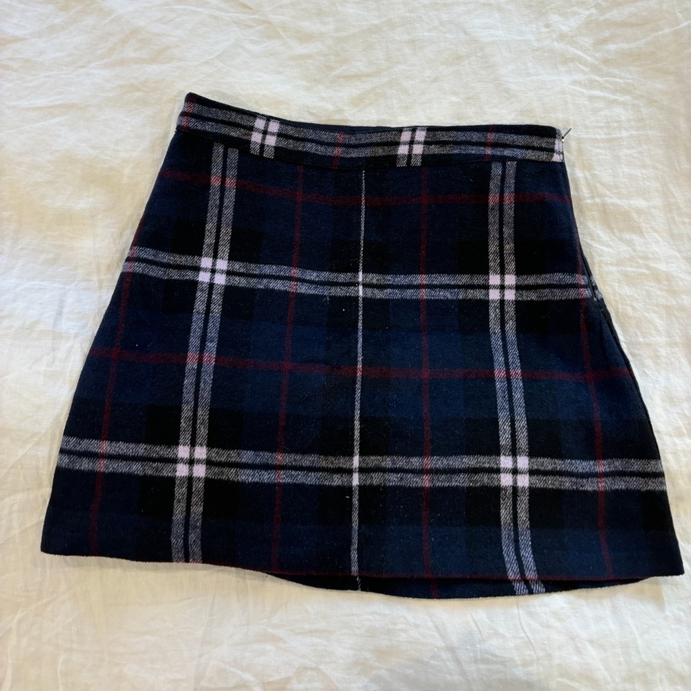 Lulu's Blue Plaid A-line Mini Skirt
